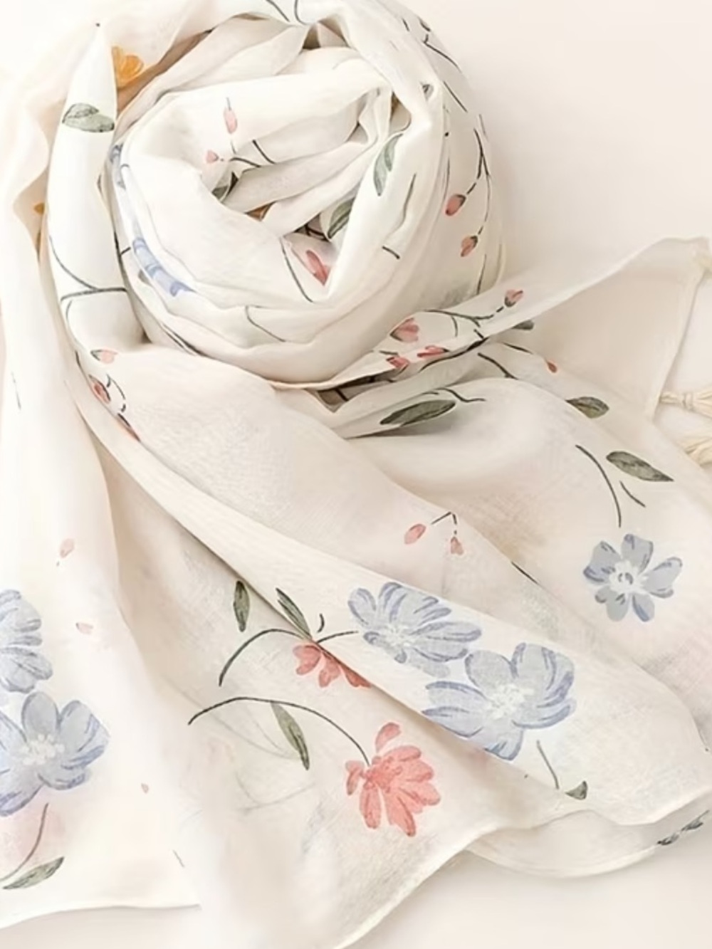 Floral Watercolor Lightweight Scarf over White New in Packaging - Picture 2 of 6